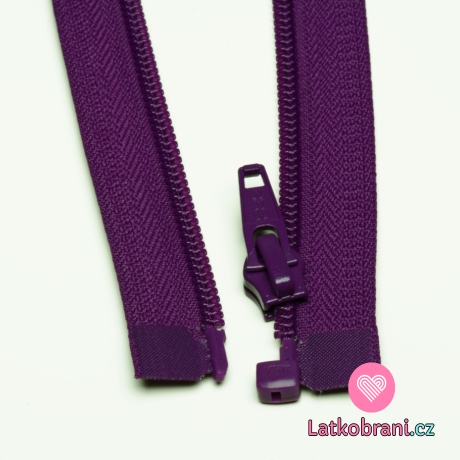 Zip spirálový dělitelný fialový 70cm