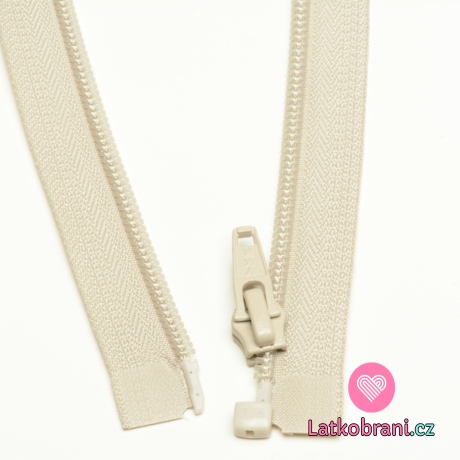 Zip spirálový dělitelný krémový 70cm