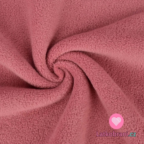 Bavlněný fleece jednobarevný starorůžový (sherpa)