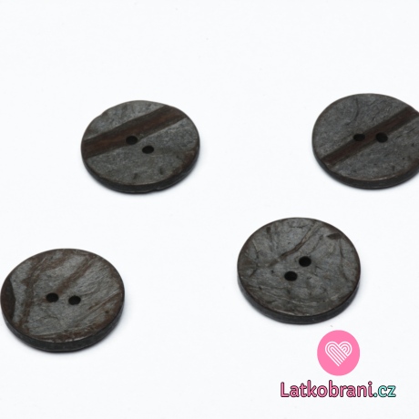 Knoflík z kokosu, kulatý, černý 23 mm