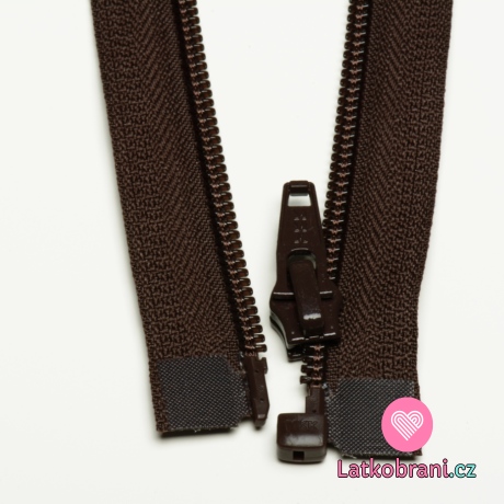 Zip spirálový dělitelný tmavě hnědý 70cm