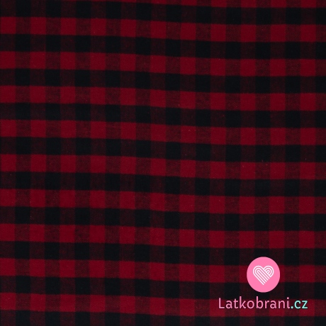 Bavlněný flanel červeno - černá kostka 