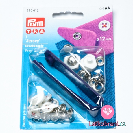 Knoflík stiskací JERSEY PRYM 12mm "Knoflík" Červená