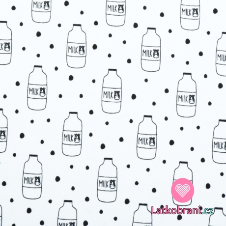 Úplet potisk "MILK" na bílé