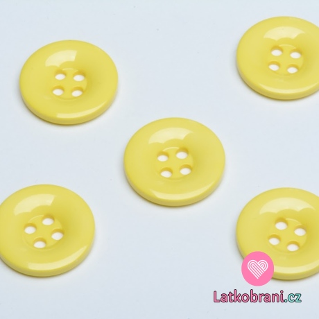 Knoflík hladký, lesklý, sytě žlutý 