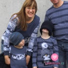 Teplákovina panel tučňák s čepicí na modré jeans 