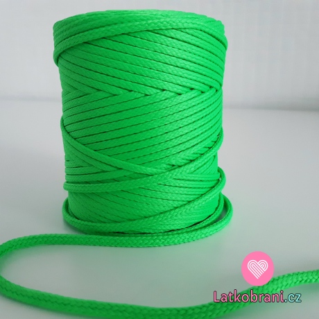 Šňůra oděvní kulatá  PES 4 mm neonově zelená