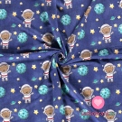 Teplákovina potisk méďa kosmonaut na modrém jeans