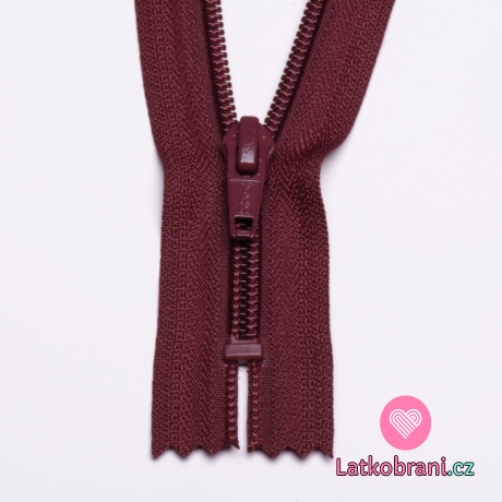 Zip spirálový nedělitelný vínový 12 cm