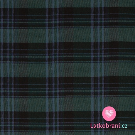 Bavlněný flanel modro - zelená kostka