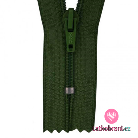 Zip spirálový nedělitelný tmavě zelený 12 cm
