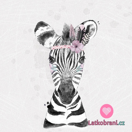 Panel zebra s čelenkou na světle šedé