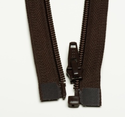 Zip spirálový dělitelný tmavě hnědý 35cm