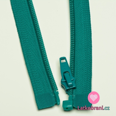 Zip spirálový dělitelný smaragdově zelený 45cm