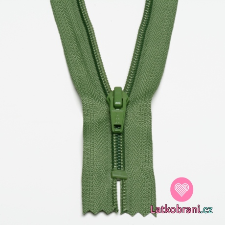Zip spirálový nedělitelný olivový 15 cm