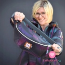 Softshell potisk fialový design na černé 