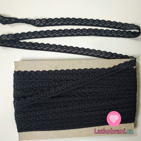 Krajka elastická tmavě šedá 12 mm