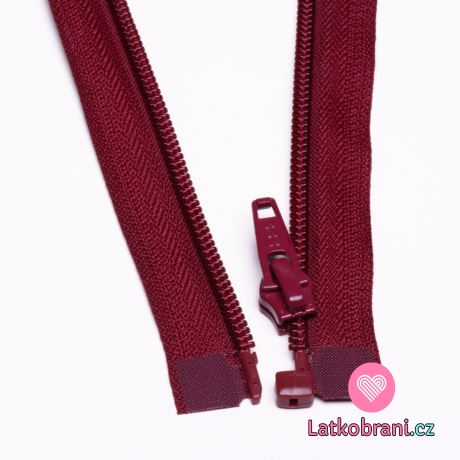 Zip spirálový dělitelný vínový 35cm