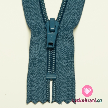 Zip spirálový nedělitelný jeansový tmavší 12 cm