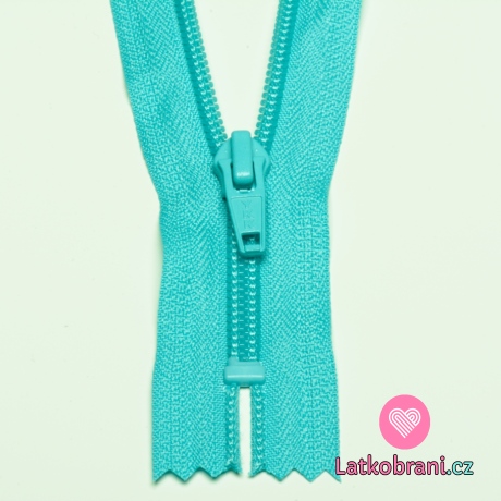 Zip spirálový nedělitelný tyrkysový světlejší 12 cm
