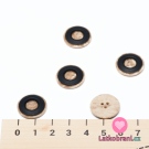 Knoflík kulatý, dřevěný s ozdobným hnědým kruhem 18 mm
