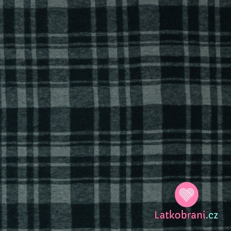 Bavlněný flanel starozelená kostka