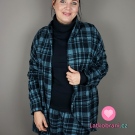 Bavlněný flanel starozelená kostka