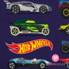 Úplet potisk autíčka Hot Wheels v řadě na modré