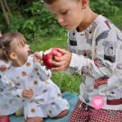 Teplákovina potisk medvídek Méďa na smetanové