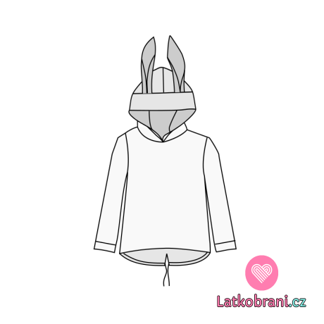Střih dětská mikina se zaječíma ouškama Bunny 86-122