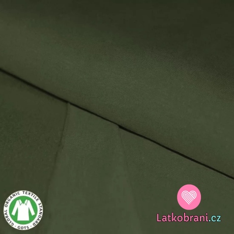Teplákovina počesaná jednobarevná khaki, BIO