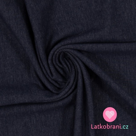 Teplákovina jeans efekt tmavě modrá