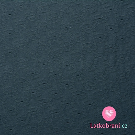 Úplet s výšivkou kytiček na námořnické modré 