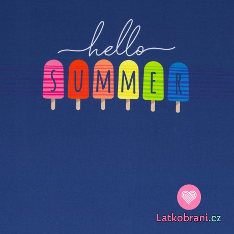 Panel úplet potisk happy summer na tmavě modré 