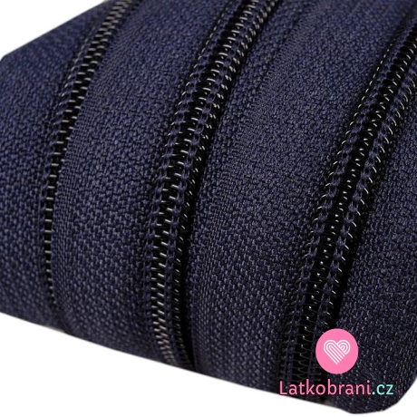 Metrážový zip spirálový 5 mm modrá tmavá