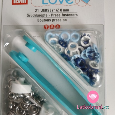 Knoflíky stiskací JERSEY PRYM LOVE modré, světle modré, bílé