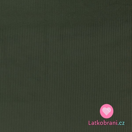 Elastický manšestr khaki zelený