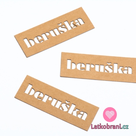 Štítek na oblečení "beruška" nápis 20x65 mm