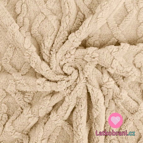 Coral fleece plastický vzor, béžová