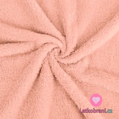 Coral fleece delší chloupek, růžový