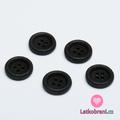 Knoflík kulatý, dřevěný tmavě hnědý 18mm