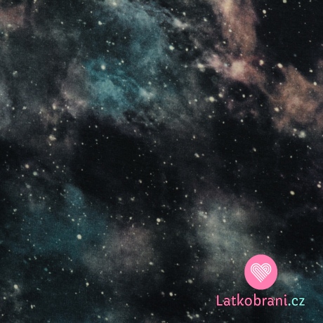 Teplákovina galaxie na černé/ světle modré 