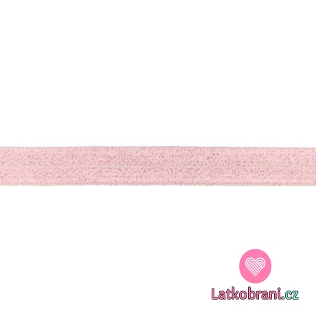 Šikmý proužek / lemovací pruženka růžová s lurexem