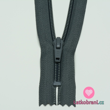 Zip spirálový nedělitelný šedý tmavší 18 cm