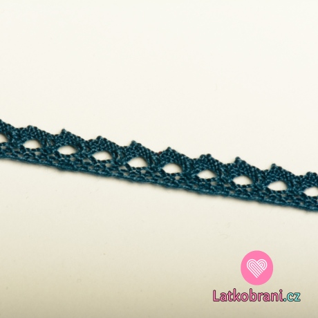 Krajka paličkovaná 8 mm modrá denim