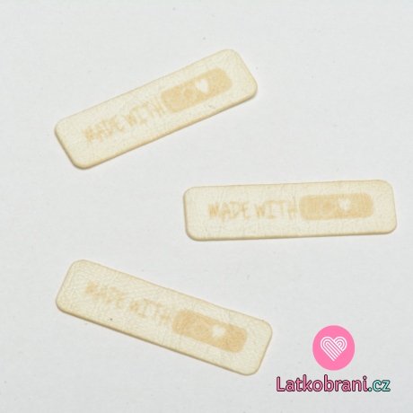 Štítek na oblečení "Made with love" světlý