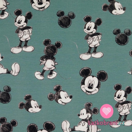 Úplet potisk myšák Mickey na syté starozelené