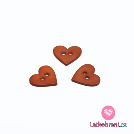 Knoflík srdíčko hladké hnědé