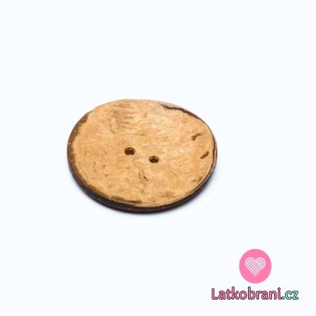 Knoflík z kokosu, kulatý, hnědý