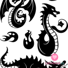 Černá nažehlovačka draci, plameny
